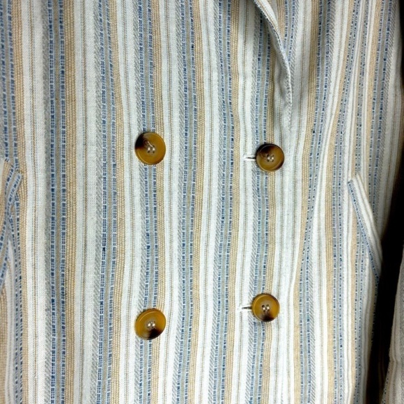WhiteRoom + Cactus Linen Blend Striped Blazer‎ Size Large - Picture 2 of 14